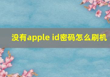 没有apple id密码怎么刷机